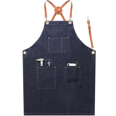 China Adjustable Wholesale Custom Logo Coffee Apron Denim Apron Kitchen Leather Cooking Cooking Aprons delantal for sale