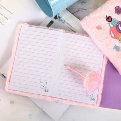 China Office& School Supplies Cute Colorful Soft Office Cloth Notebook Cover Journal Hardcover Book Fur Stationary Notebook for sale