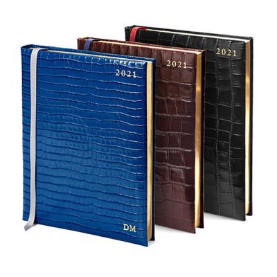 China Simple Style Crocodile Texture Notebook PU Cover Custom Perfect Binding Business Diary Leather for sale