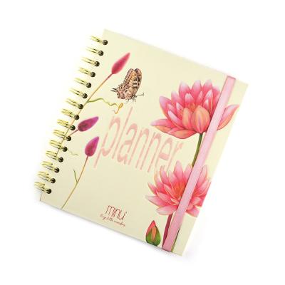 China Stationery Supplies Girls Lady 2022 Daily Planner With Coated Paper Hardcover Book Lotus Printing Diary Notebook for sale