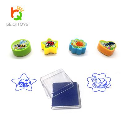 China 1 stamp+in ink pad=1 bag customized rubber stamp star heart 4 styles assorted stamps with an ink pad for teachers stamps for sale