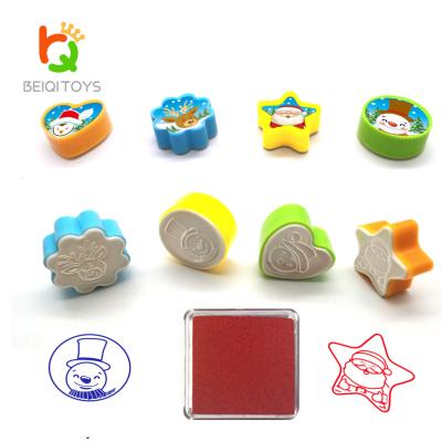 China 1 stamp+in ink pad=1 bag fun gift,gifts,party toys christmas assorted party holiday stamps self ink colorful plastic christmas punchers for sale