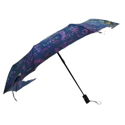 China Shabby chic automatic digital printing 3 fold full open and close promotion umbrella for sale