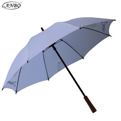 China Promotional High Quality Modern Windproof Umbrella Wooden Handle Fiber Golf Umbrella for sale