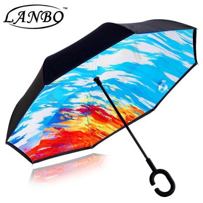 China New Minimalist Design Hands Free Magic Umbrella Inverted Reverse Umbrella Upside Down for sale