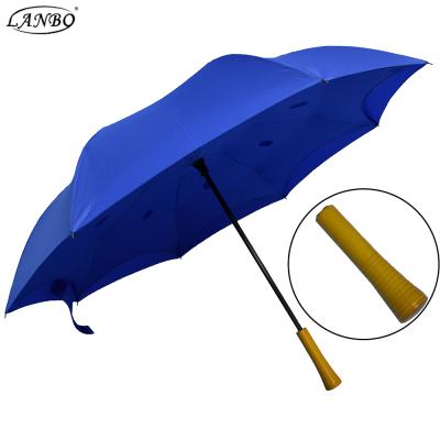 China Glamorous Hot Custom Printed Reverse Logo Umbrella Double Layer With Wooden Handle for sale