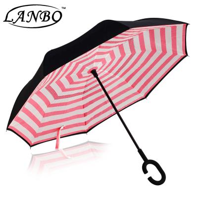 China High quality double-layer creative hands-free straight pole reverse umbrella for sale