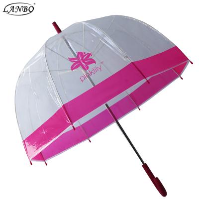 China Contemporary Auto Open Transparent Umbrella LOGO Printing Cheap Clear Straight Umbrella for sale