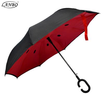 China High Quality Double Layer C Shape Handle Automatic Inverted Reverse Umbrella for sale