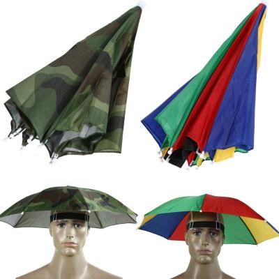 China Innovative Foldable Umbrella Hat Umbrella For Fishing Beach Camping Headwear Head Umbrella Rise Outdoor Sports Rain Gear for sale