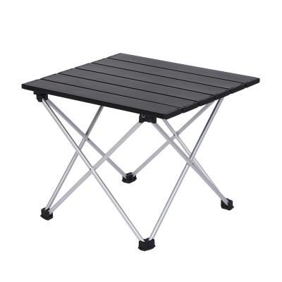 China Portable Black Lightweight Portable Folding Ultralight Roll Up Mini Aluminum Camp Picnic Table Foldable For Outdoor Hiking for sale