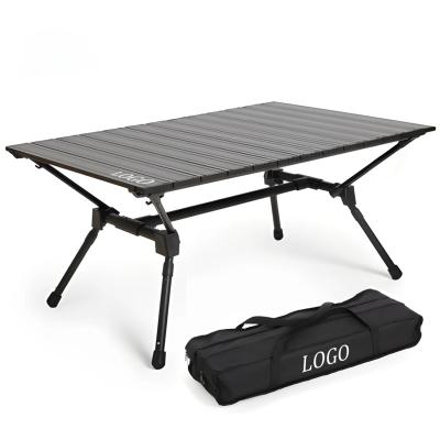 China Portable Outdoor Aluminum Egg Roll Table Top Height Adjustable Folding Camping Portable Table with Storage Bag for sale