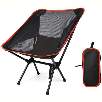 China Easy-carrying Customized Lightweight Aluminum Oxford Quick Open Fishing Moon Chair Camping Folding Chair for sale