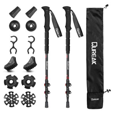 China Durable Outdoor Carbon fiber 100% Foldable Trekking Pole Nordic Walking Stick-Telescopic Hiking Pole with Flip Lock for sale