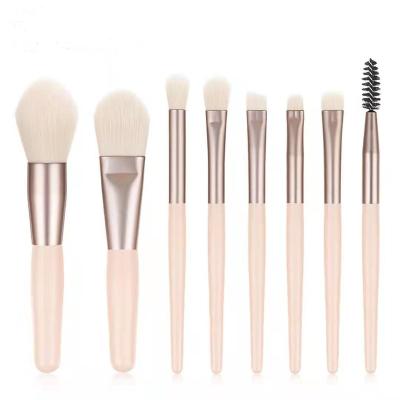 China Angular Blush 8 Pcs With Bag Make Up Kit 4 Colors Hair Eye Color Face Powder Synthetic Makeup Brush Set for sale