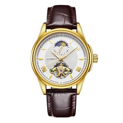 China Custom Logo Moon Phase Gold Mechanical Luxury Men's Chronograph Brand Watch for sale