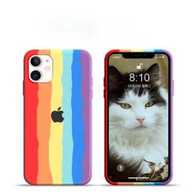 China High Protective For iphone 11series For Apple Mobile Phone Protect CasePhone Case Rainbow Skin Like Liquid Silicone Mobile Phone Case for sale