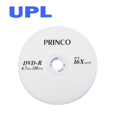 China princo dvd r 4.7gb single layer printable empty dvd with shrink wrap package for sale