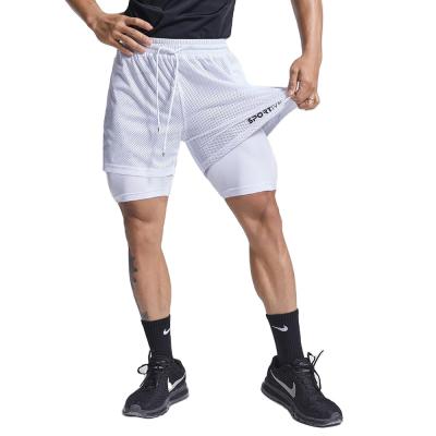 China Fashion QUICK DRY Mesh Training Gym Fitness Men Breathable Summer Shorts Double Gym 2 IN1 Male Bodybuilding Sports Elasticity Shorts for sale