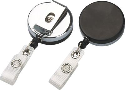 China Plastic Chrome Plated Badge Reel 750mm - 900mm Retractable ID Badge Reels With OEM 30239 for sale