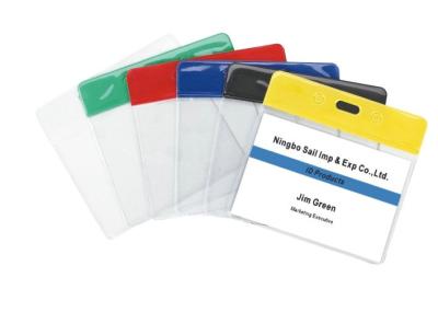 China Clear vinyl card wallet, Conference Name Badge Holders with different color top bar 30310 for sale