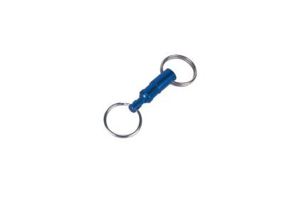 China Blue Aluminum Pull apart double key ring holder Promotional Keychains 30595 for sale