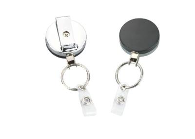 China Retractable ID Badge Reels Metal Black powder and chrome steel yo-yo Metal badge holder Heavy duty badge reel  30221-B+C for sale