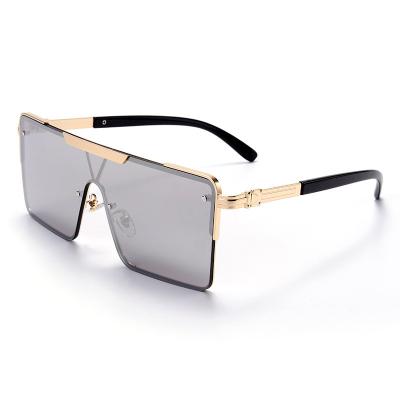 China Hot Selling Eyewear Shades Big Frame Fashion Retro Lens UV Protection Luxury One Piece Square Oversized Brand Sunglasses For Women Men for sale