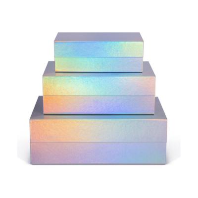 China New design cajas packaging holographic gift box handmade luxury holographic sliver foldable paper magnetic box for gift for sale