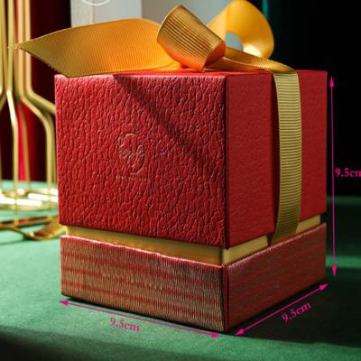 China Handmade Eco-Friendly Biodegradable Rigid Cardboard Red Wedding Favors Bridesmaid Paper Gift Box With Ribbon for sale