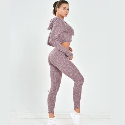 China Breathable Oem Custom New Sexy Navel Exposed Outfit Elasticity Yoga Wear Knit Workout Sportswear Quick Drying Gym Fitness Sets For Women for sale