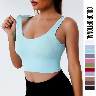 China Breathable OEM Wholesale Seamless Thread Knit Breathable Comfort Yoga Sports Wear Bra Women Trendy Shock Resistant Gym Workout Bra for sale