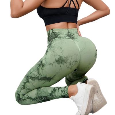 China Breathable OEM Customizable High Quality Tie Dye High Waist Hip Lift Women Leggings Quick Drying Breathable Seamless Yoga Pants Women for sale