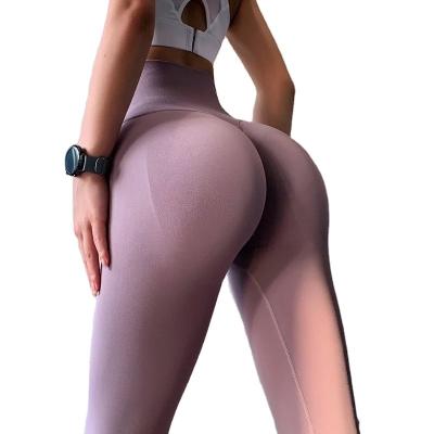 China Breathable Wholesale Seamless High Waist Hip Lift Abdominal Contraction Yoga Pants Elastic Quick Dry Fitness Train Sports Leggings Women for sale