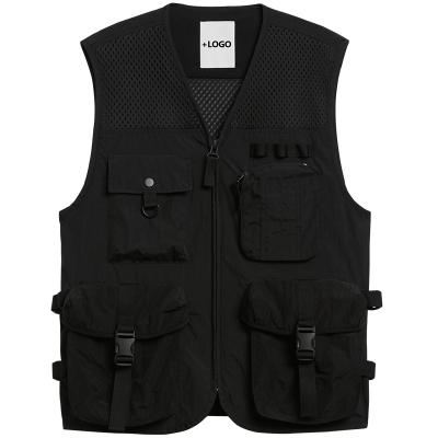 China custom Anti-wrinkle printing logo men work cargo photographer black mesh duty vest DUTY VEST for sale