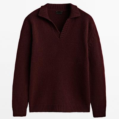 China 2022 Anti-wrinkle custom OEM and ODM men's sweater A button down POLO knit pullover knitwear pullovers cotton winter knitted POLO sweater for sale