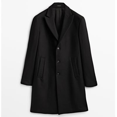 China Anti-wrinkle OEM ODM winter black twill woolen coat for men outwear thick warm men's overcoats for sale