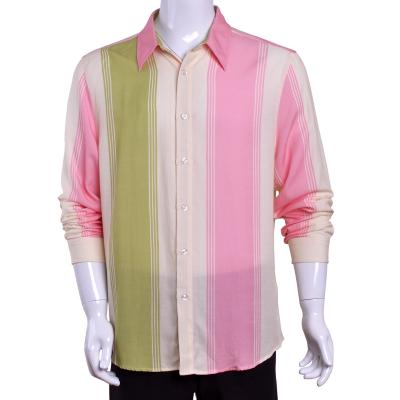 China Custom digital printing anti-pilling men's long sleeve shirts color STRIPE RESORT SHIRT for sale