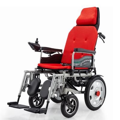 China High Strength Silver Aluminum Alloy Sport Wheelchair Electric Folding Extended Arms Motorized Wheelchair and Removable Footrest for sale