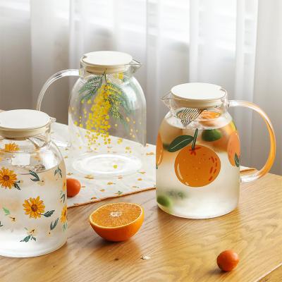 China 1500ML Heat Resistant Stored Flower Tea Pyrex Glass Teapot for sale