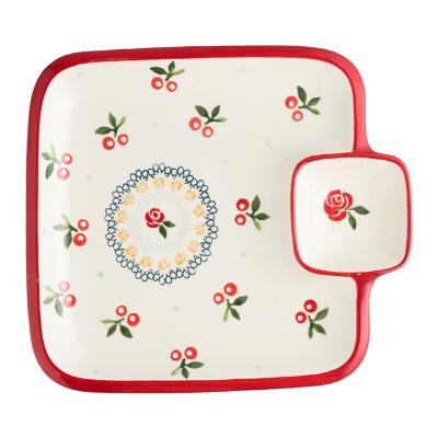 China New Styles Dumplings Ceramic Square Dumpling Dish Hand Painted Home and Restaurant Dumplings Dish Hand Painted Ceramic Tray Viable Wholesale for sale