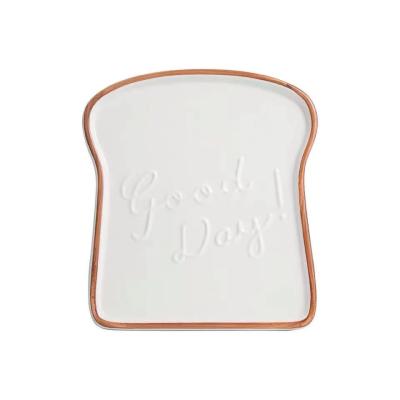 China Sustainable Cute Bread Toast Shaped Ceramic Butter Dishs Cupcake Birthday Party Dishes for sale