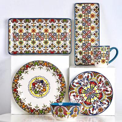 China Sustainable Hot Sale Flower Design Melamine Dinnerware Set Made In China for sale