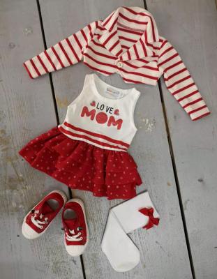 China Japan style hot sale 20BF132 fashion stripe babies casual clothes set price concessions baby dress for sale