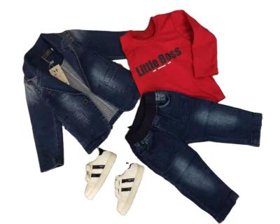 China Wholesale Normcore/Minimalist Kids Clothing Set Simple Fashion Spring Boys And Autumn Long Sleeved Denim Jacket Jeans FBG21015 for sale