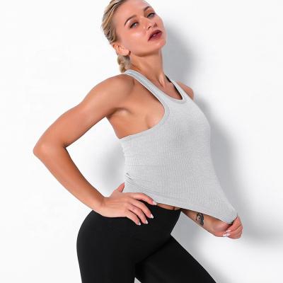 China Wholesale Price Solid Color Yoga Sports Gym Tank Women's Cheap Elastic Tight Tops Factory News Breathable Vests for sale