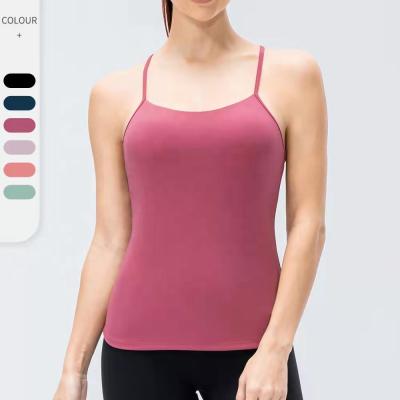 China Breathable Fitness Skin Women Gym Tank Tops Double Sided Naked Feeling Friendly Yoga Top for sale