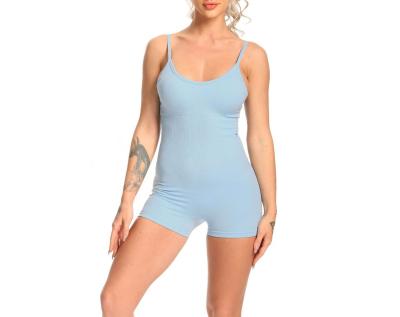 China Breathable One Piece Shorts Overalls Sports Fitness Solid Color Activewear Seamless Moisture Absorption Sweat Wicking Women Yoga Overalls for sale