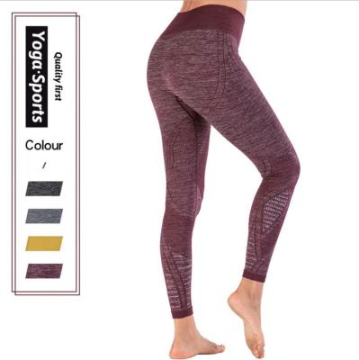 China Breathable Quality Heavy Duty Reinforced Reinforced Curve Pattern Woman High Waisted Yoga Pants Seamless Leggings for sale