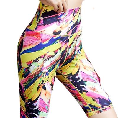 China New Style Breathable Wholesale Polyester Running Printing Fashion Women Sports Fitness Gaiters Yoga Shorts for sale